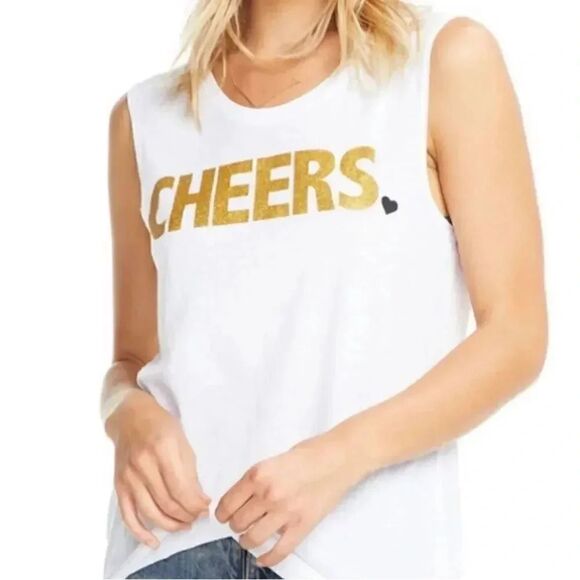 CHASER REVOLVE VINTAGE JERSEY “ Cheers” SLEEVELESS TUNIC BEACHY  BOHO  SZ M - Picture 1 of 12